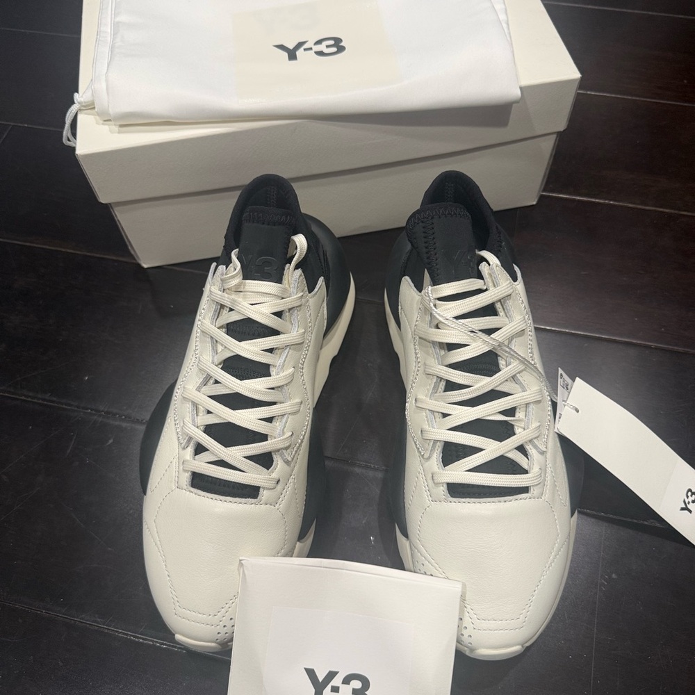 Y-3 Men's Black and White High-Top Sneakers